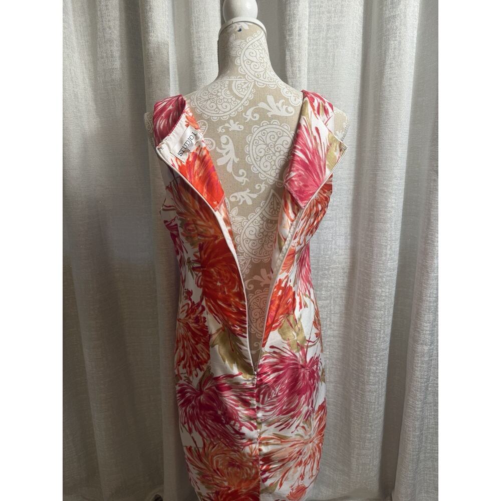 Studio I Coral Floral Sheath Dress Size 10 - Picture 4 of 10